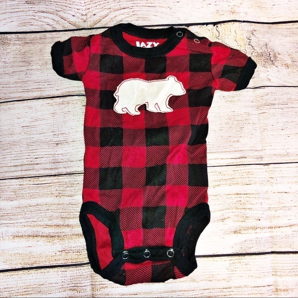 Lazy One Buffalo Plaid Alaska Onesie Size 6 Months